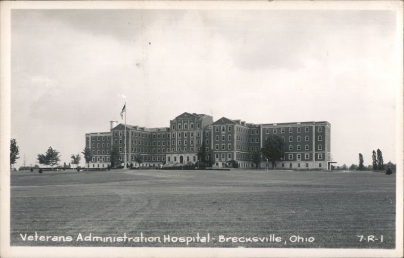 Veterans Administration Hospital - Large Building with Flagpole Brecksville Ohio