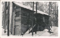 Original Post Office of 1856, Snow-Covered Rustic Building Postcard
