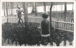 Little Red Riding Hood and Wolf Statues at Santa Claus Land Postcard