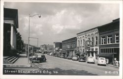 Street Scene with Businesses and Parked Cars, Gate City Postcard