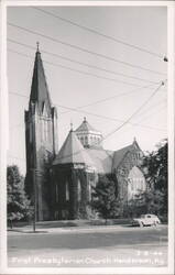 First Presbyterian Church with Car Postcard