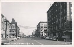 Downtown Street Scene with Cars and Buildings Postcard