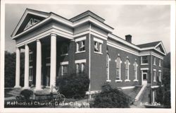 Methodist Church with Columns and Brick Facade Postcard
