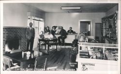 Coffee Shop Interior with Customers and Display Case Postcard