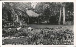 Japanese Gardens with Two Cranes and Thatched Hut Postcard