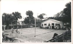 Coronado Shuffleboard Club with Players and Building Postcard