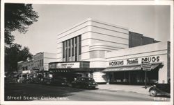 Ritz Theater, Hoskins Rexall Drugs, Street Scene with Cars Postcard