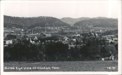 Bird's Eye View of Clinton, Tennessee with Bridge and Water Tower Postcard
