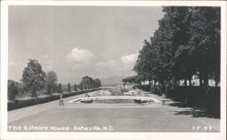 The Biltmore House Gardens with Fountains and Statues Postcard