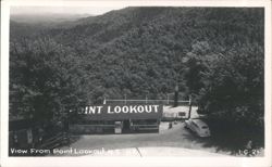 Point Lookout Building, Vintage Car, and Mountain View Postcard