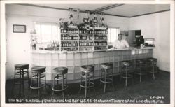 The Bar-Embassy Restaurant Interior with Bartender and Stools Postcard