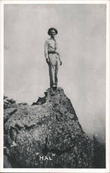 Man on Rocky Peak, "HAL" Postcard