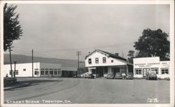 Street Scene with Morrison Hardware and Trenton Coffee Shop Postcard