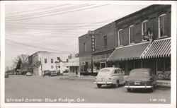 Street Scene with Businesses and Cars Postcard