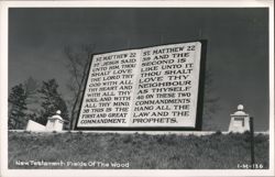 Giant Bible Monument at Fields Of The Wood, New Testament Scripture Postcard