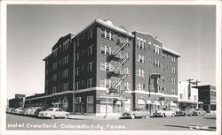 Hotel Crawford and Vintage Cars on City Street Postcard