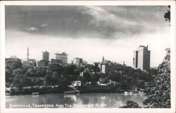 Skyline View of Knoxville with Buildings and Tennessee River Postcard