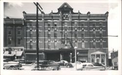 Brumley Hotel and Street Scene with Cars Postcard