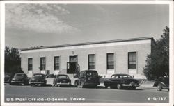 U.S. Post Office Building with Vintage Cars Postcard