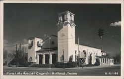 First Methodist Church, with Bell Tower and Clocks Postcard