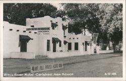 Black River Motel with Cavern Information and Groceries Sign Postcard