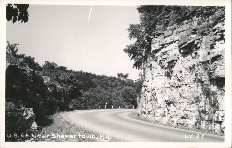 U.S. 68 Winding Road with Rock Cut Near Shakertown, KY Kentucky