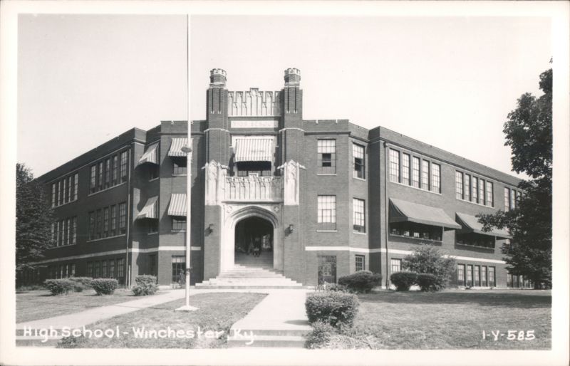 High School Building with Arched Entrance and Awnings Winchester Kentucky