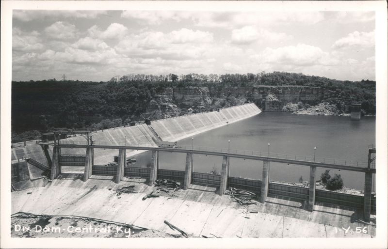 Dix Dam, overview of concrete structure and reservoir High Bridge Kentucky