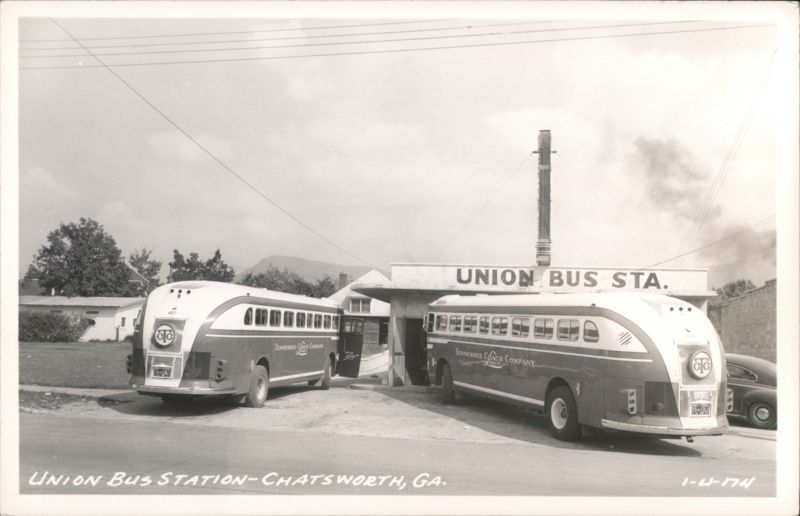 Union Bus Station with Tennessee Coach Company Buses Chatsworth Georgia
