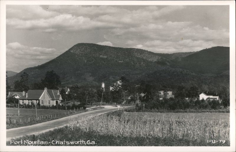 Fort Mountain, Chatsworth, Georgia - Mountain Landscape with Road and Fields