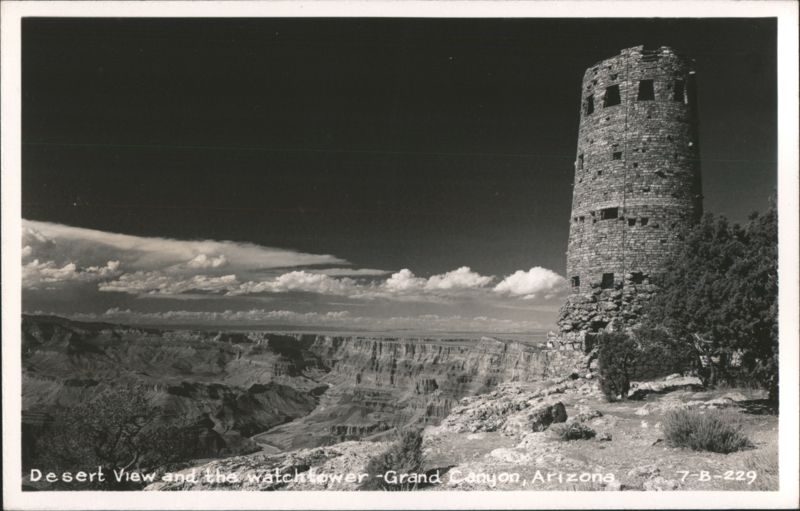 Desert View Watchtower and Grand Canyon Landscape Arizona