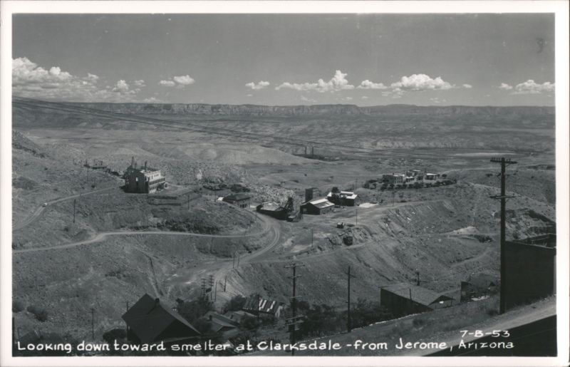 Looking down toward smelter at Clarksdale from Jerome Arizona