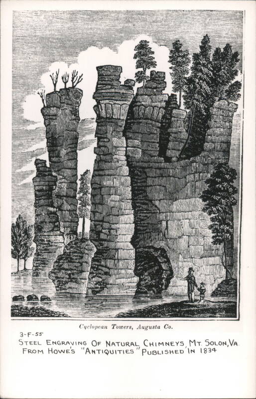 Steel Engraving of Natural Chimneys Mount Solon Virginia