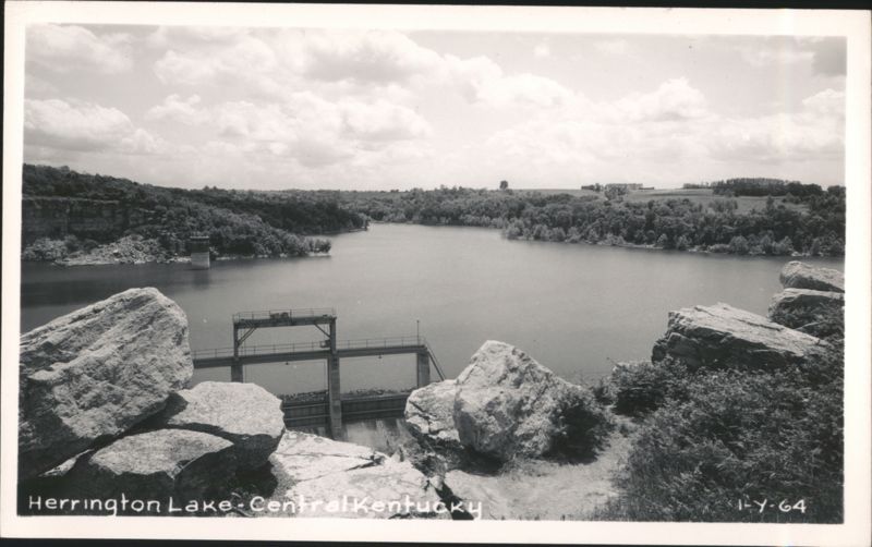 Herrington Lake, Central Kentucky with Dam and Rocky Shoreline High Bridge