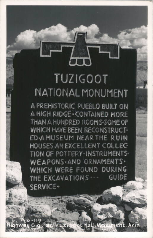 Tuzigoot National Monument Highway Sign Clarkdale Arizona