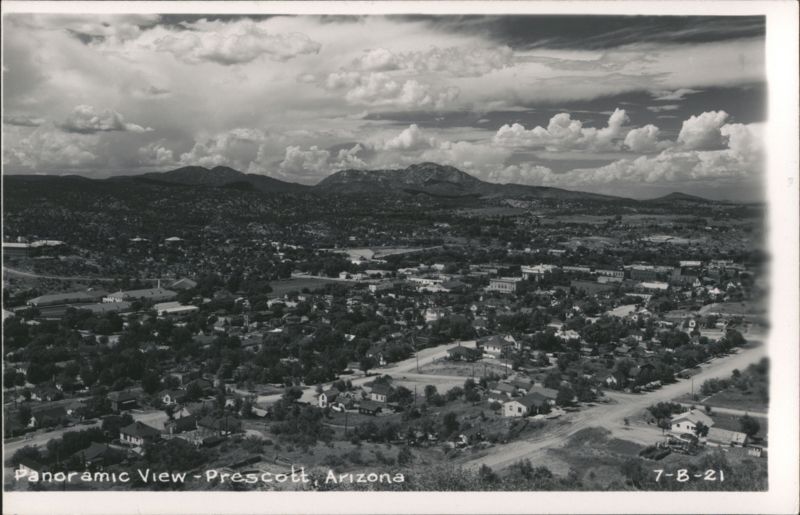 Panoramic View of City and Mountains under Cloudy Sky Prescott Arizona