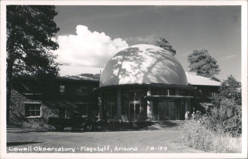 Lowell Observatory Building with Dome, Pine Trees, and Vintage Truck Flagstaff Arizona