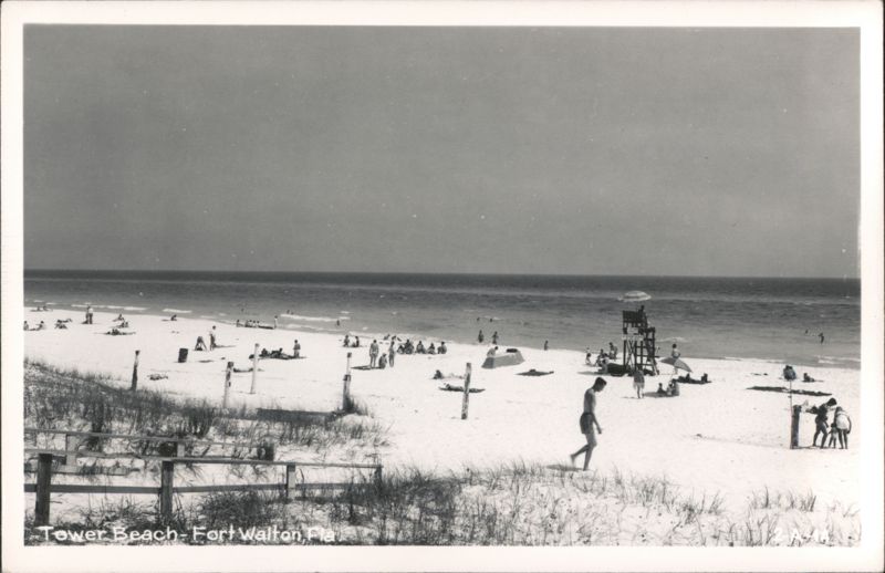 Tower Beach with Lifeguard Stand and Swimmers Fort Walton Beach Florida