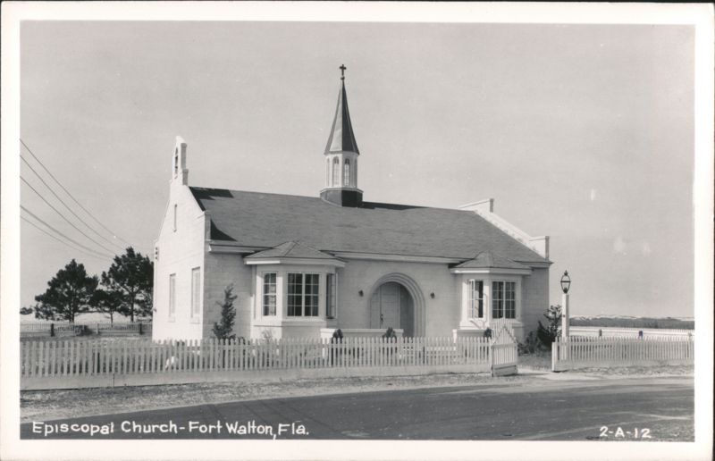 Episcopal Church Building with Steeple and Picket Fence Fort Walton Beach Florida