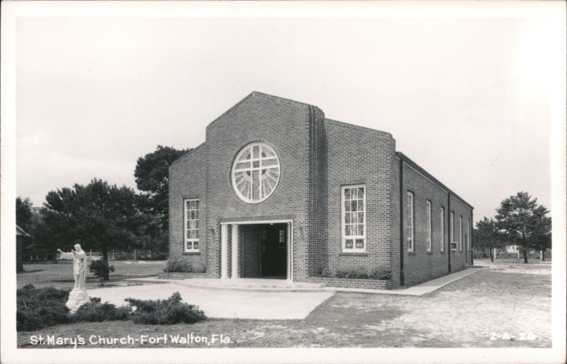 St. Mary's Church, brick building with distinctive circular window Fort Walton Beach Florida