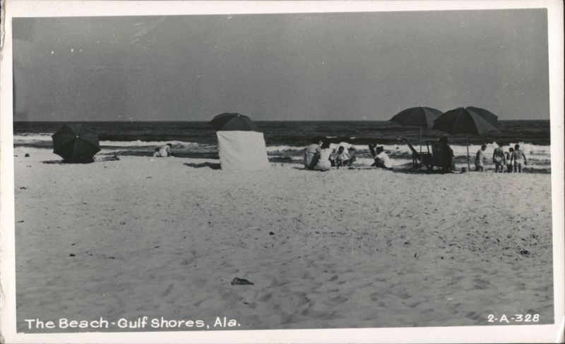 Beach scene with people and umbrellas Gulf Shores Alabama