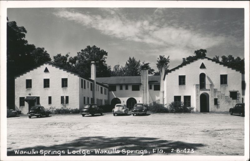 Wakulla Springs Lodge with automobiles in front Florida