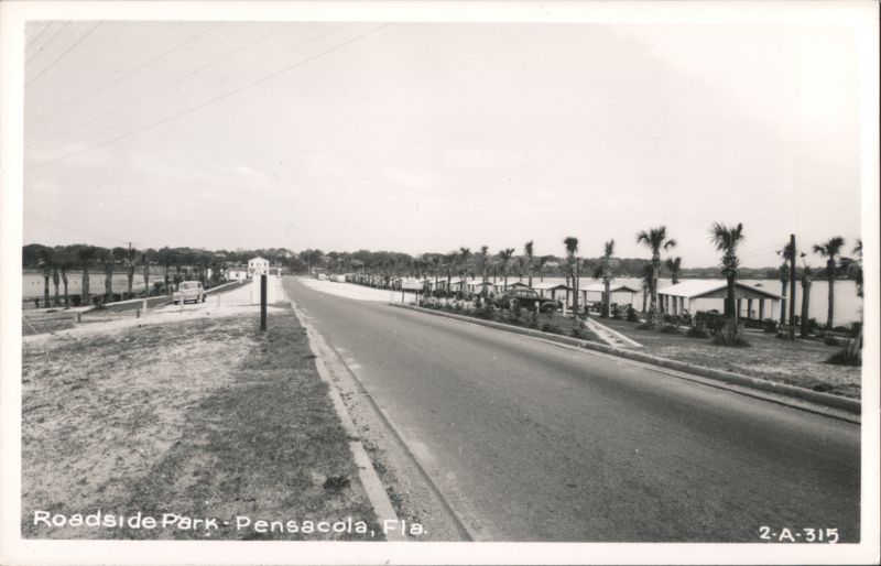 Roadside Park with palm trees and cabins, Pensacola, FL Florida