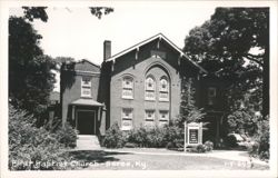 First Baptist Church Building with Message Sign Postcard