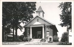 First Christian Church Building with Steeple and Portico Postcard