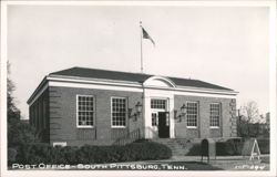 Brick Post Office Building with American Flag Postcard