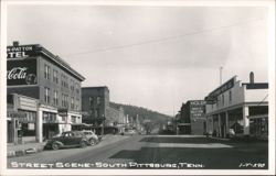 South Pittsburg TN Street Scene with Patton Hotel, Coca-Cola, Ford Mercury Postcard