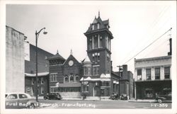 First Baptist Church and Street Scene, Frankfort Postcard