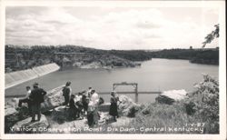 Visitors at Dix Dam Observation Point, Central Kentucky Postcard