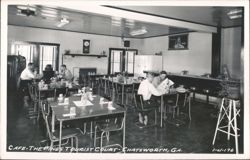 Cafe - The Pines Tourist Court Interior with Patrons Postcard